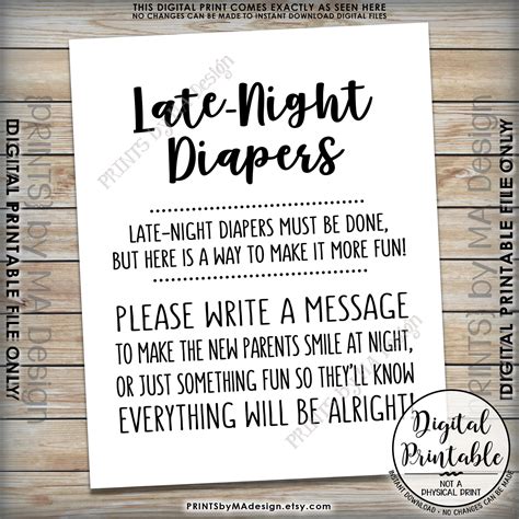 Printable Late Night Diapers Sign